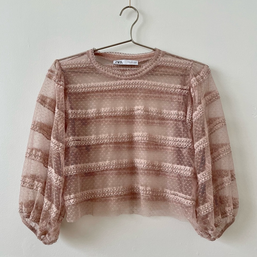 Pink lace blouse Zara